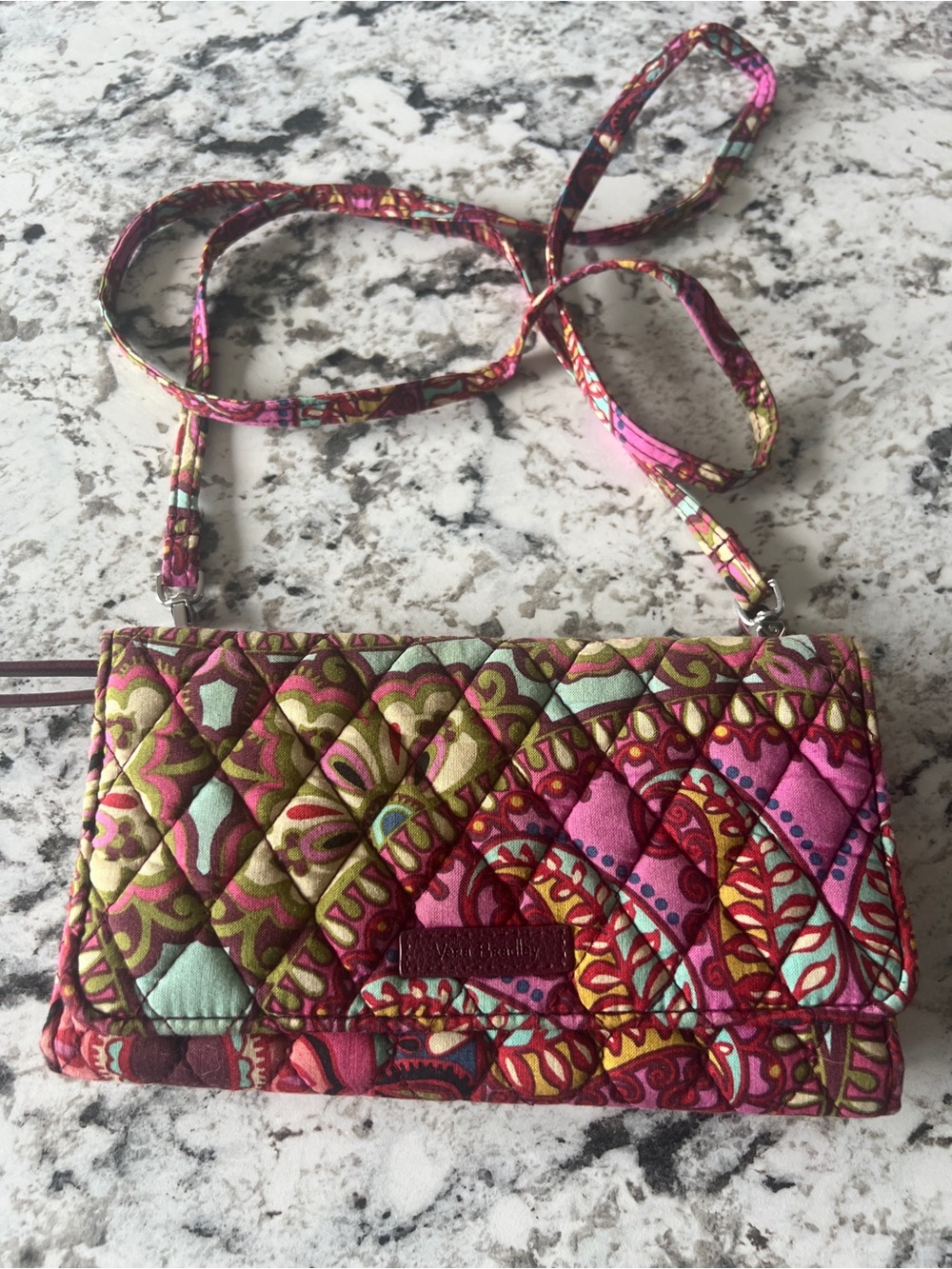 Vera Bradley Quilted Paisley Crossbody in Pink Multicolor